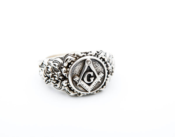 Freemason Symbol Masonic Band Rings Master Mason Biker Jewelry 925 Sterling Silver Size 6-15 R-504