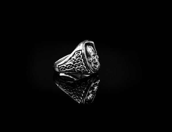 Spartan Skull Ring Gothic Men Ancient Greek warrior Jewelry 925 Sterling Silver