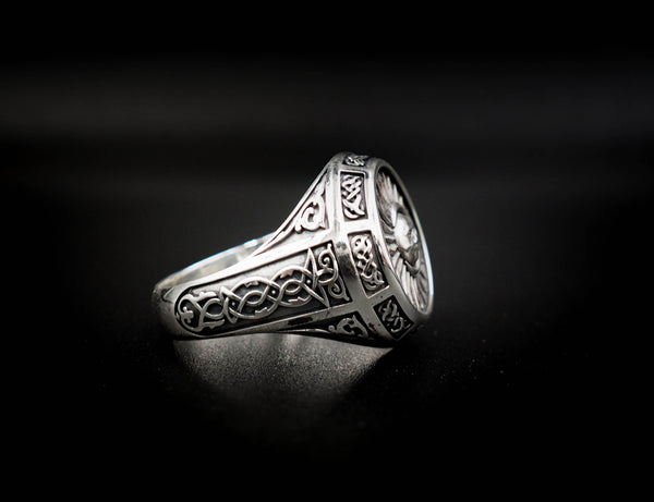 Sun Moon Ring Celtic Ornament Talisman Boho Men's Women Fashion Jewelry 925 Sterling Silver Size 6-15