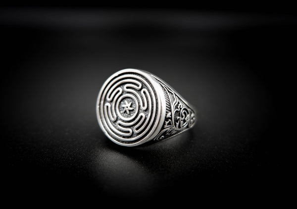 Wheel of Hecate Ring Mens Amulet Jewelry 925 Sterling Silver Size 6-15