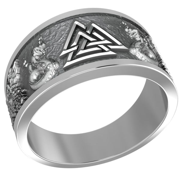 Valknut Ring Norse Scandinavian Viking Jewelry 925 Sterling Silver Size 6-15