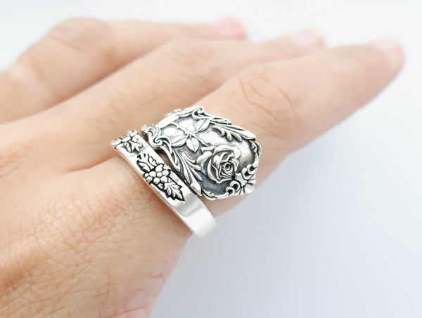 Rose Flower Ring for Men and Women Valentines Day Gift Jewelry 925 Sterling Silver