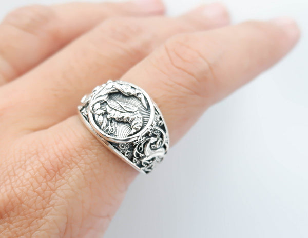 Viking Raven Animal Rings for Women Men Crow Bird Amulet Jewelry 925 Sterling Silver