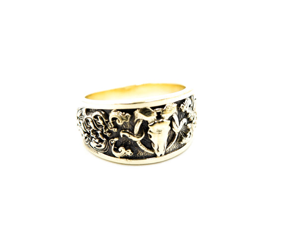 Rams Skull Ring for Women Men Gothic Baphomet Brass Jewelry Size 6-15