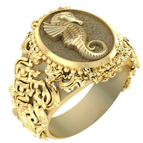 Sea Horse Ring Gothic Men Animal Ocean Brass Jewelry Size 6-15