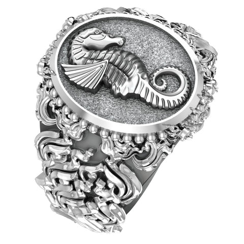 Sea Horse Ring Gothic Animal Ocean Jewelry 925 Sterling Silver