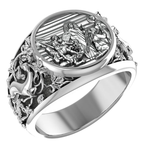 Three Archangels Michael Gabriel Raphael Ring Catholic Christian Amulet Jewelry 925 Sterling Silver