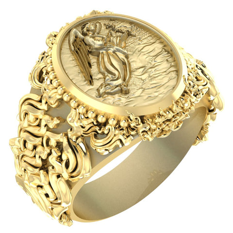 Saint St Gabriel the Archangel Ring Amulet Protection Mens Womens Brass Jewelry Size 6-15