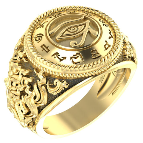 Eyes of Horus Ring for Men Women Ancient Egyptians Protection Brass Jewelry Size 6-15