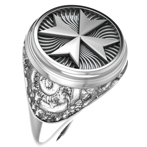 Maltese Cross Ring for Men Women Knight Templar Jewelry 925 Sterling Silver R-371