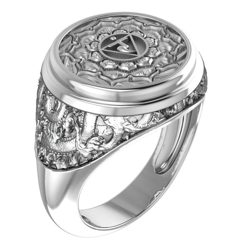 Manipura Chakra Ring for Men Women Mandala Yoga Jewelry 925 Sterling Silver R-377