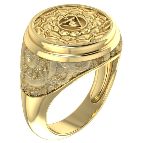 Manipura Chakra Ring for Men Women Mandala Yoga Brass Jewelry Size 6-15 Br-377