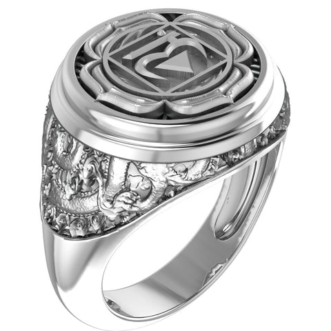 Muladhara Chakra Ring for Men Women Mandala Yoga Jewelry 925 Sterling Silver R-378