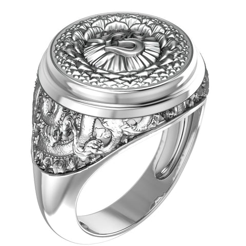 Sahasrara Chakra Ring for Men Women Mandala Yoga Om Jewelry 925 Sterling Silver R-379