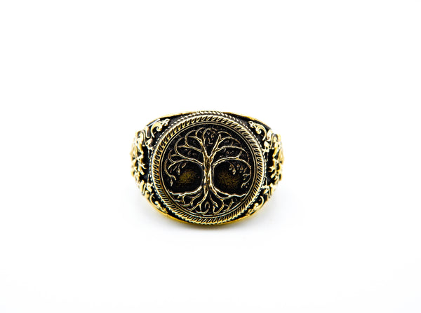 Tree of Life Ring for Mens Women Biker Gothic Brass Jewelry Size 6-15