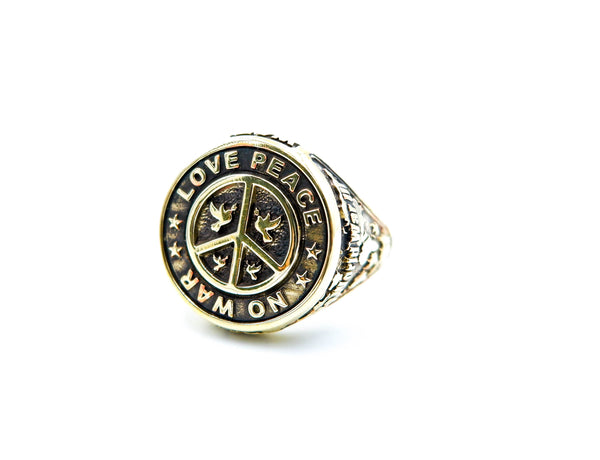 Symbol Peace Sign Ring For Women Men Brass Jewelry Size 6-15