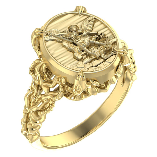 Saint Michael Ring Women Brass Jewelry Size 6-15 Br-429