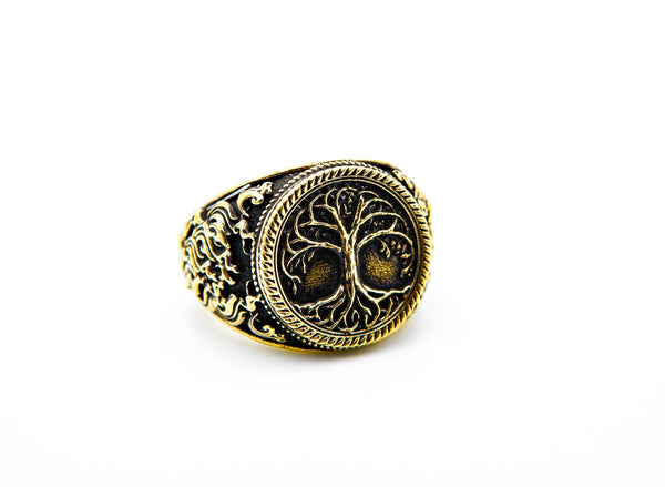 Tree of Life Ring for Mens Women Biker Gothic Brass Jewelry Size 6-15