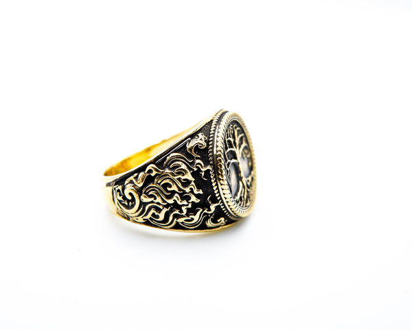 Tree of Life Ring for Mens Women Biker Gothic Brass Jewelry Size 6-15