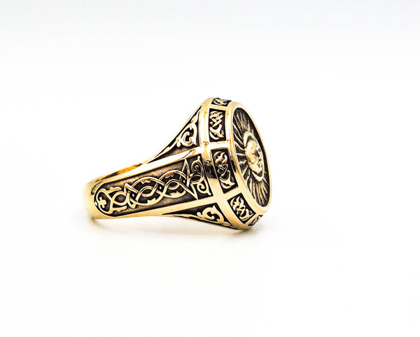 Sun Moon Ring Celtic Ornament Talisman Boho Men's Women Brass Jewelry Size 6-15 BR-119