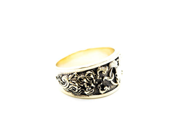 Rams Skull Ring for Women Men Gothic Baphomet Brass Jewelry Size 6-15