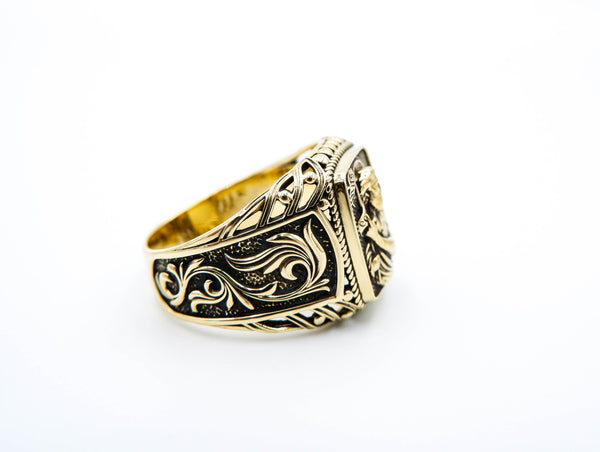 Catholic Signet Saint John the Baptist Ring Brass Jewelry Size 6-15