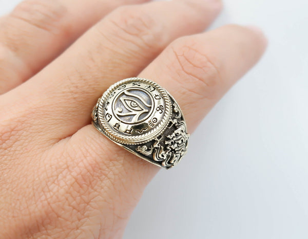 Eyes of Horus Ring for Men Women Ancient Egyptians Protection Brass Jewelry Size 6-15