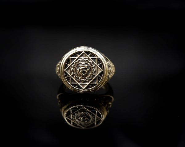 Vishuddha Chakra Ring for Men Women Mandala Yoga Brass Jewelry Size 6-15 Br-381