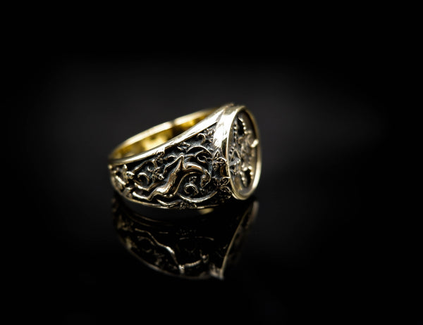 Vajra Dorje Ring for Men Women Gothic Buddhist Amulet Brass Jewelry Size 6-15 Br-362