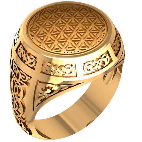 Flower of Life Ring Tree of Life Celtic Ornament Talisman Boho Men's Women Brass Jewelry Size 6-15 BR-123