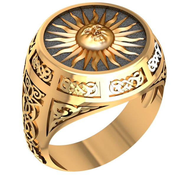 Sun Ring Sunset Celtic Ornament Talisman Boho Men's Women Fashion Brass Jewelry Size 6-15 BR-120