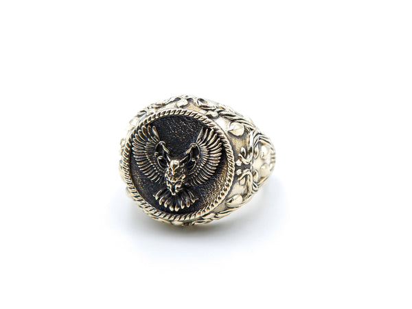 Owl Animal Biker Ring Gothic Punk Brass Jewelry Size 6-15