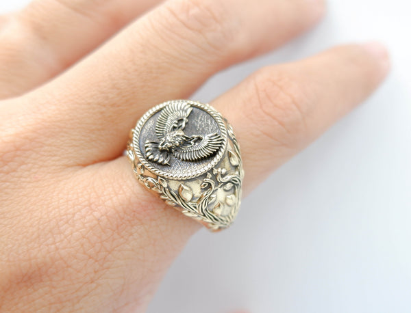 Owl Animal Biker Ring Gothic Punk Brass Jewelry Size 6-15