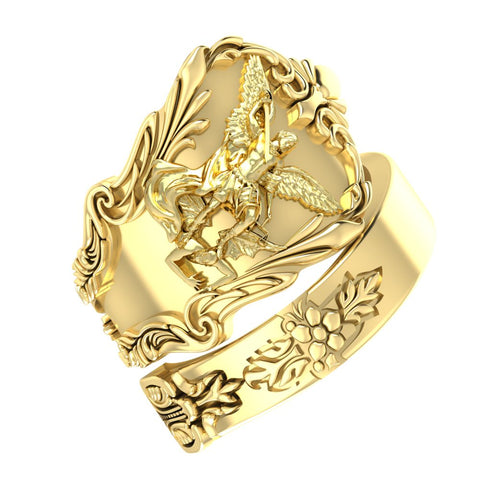 Saint Michael Rings for Men Protection Brass Jewelry Size 6-15