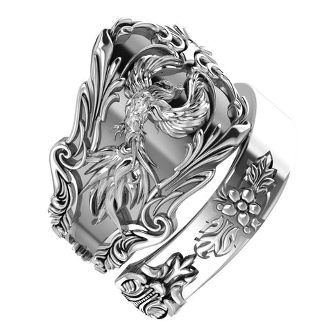 Phoenix Ring for Men Women Animal Bird Jewelry 925 Sterling Silver Size 6-15