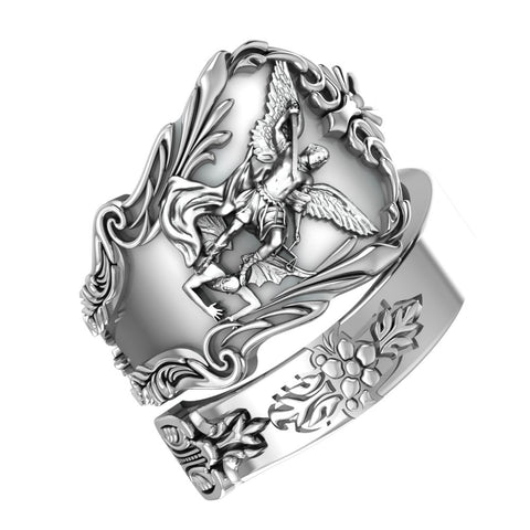 Saint Michael Rings for Men Protection Jewelry 925 Sterling Silver Size 6-15