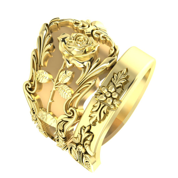 Rose Flower Ring for Men and Women Valentines Day Gift Brass Jewelry Size 6-15