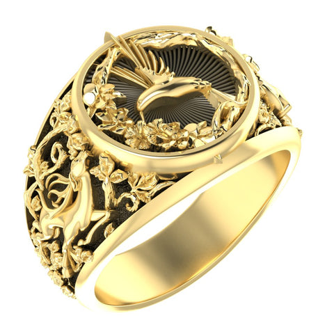 Hummingbird Ring for Men and Women Brass Gift for Bird Lover Jewelry Size 6-15