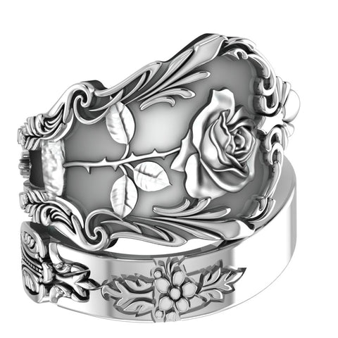 Rose Flower Ring for Men and Women Valentines Day Gift Jewelry 925 Sterling Silver