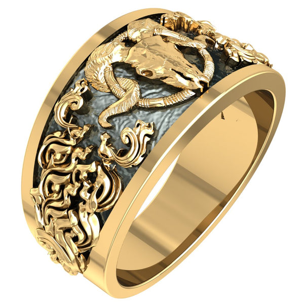 Rams Skull Ring for Women Men Gothic Baphomet Brass Jewelry Size 6-15