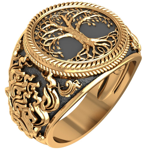 Tree of Life Ring for Mens Women Biker Gothic Brass Jewelry Size 6-15