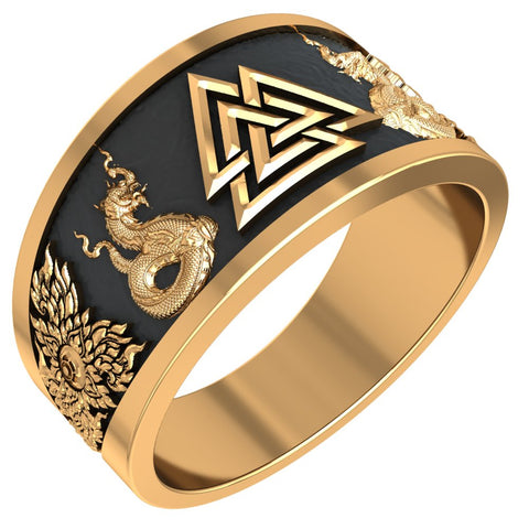 Valknut Ring Norse Scandinavian Viking Brass Jewelry Size 6-15