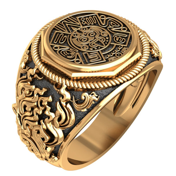 Mayan Calendar Ring Mexican Aztec Mayan Brass Jewelry Size 6-15