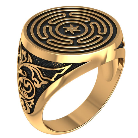 Wheel of Hecate Ring Mens Amulet Jewelry Brass Jewelry Size 6-15