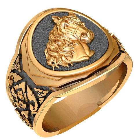 Men's Horse Head Ring, Mens Horse Ring Animal Brass Jewelry Size 6-15