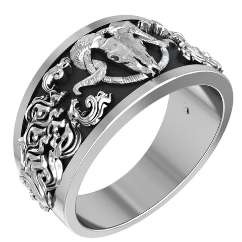 Rams Skull Ring Men Women Gothic Baphomet Jewelry 925 Sterling Silver Size 6-15