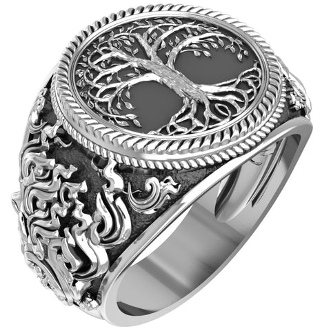 Tree of Life Ring for Mens Women Biker Gothic Jewelry 925 Sterling Silver Size 6-15