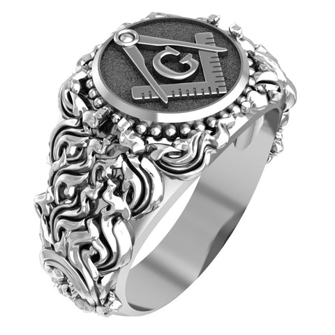 Freemason Symbol Masonic Band Rings Master Mason Biker Jewelry 925 Sterling Silver Size 6-15 R-504