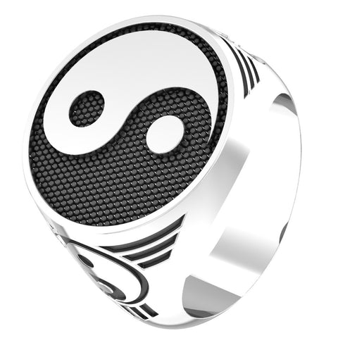 Chinese Yin Yang Rings Fashion Jewelry 925 Sterling Silver Size 6-15