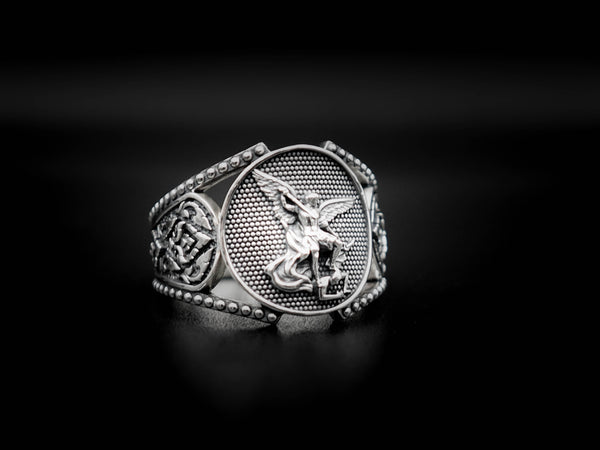 Saints Michael The Archangel Ring Amulet Protection Mens Womens 925 Sterling Silver Size 5-15